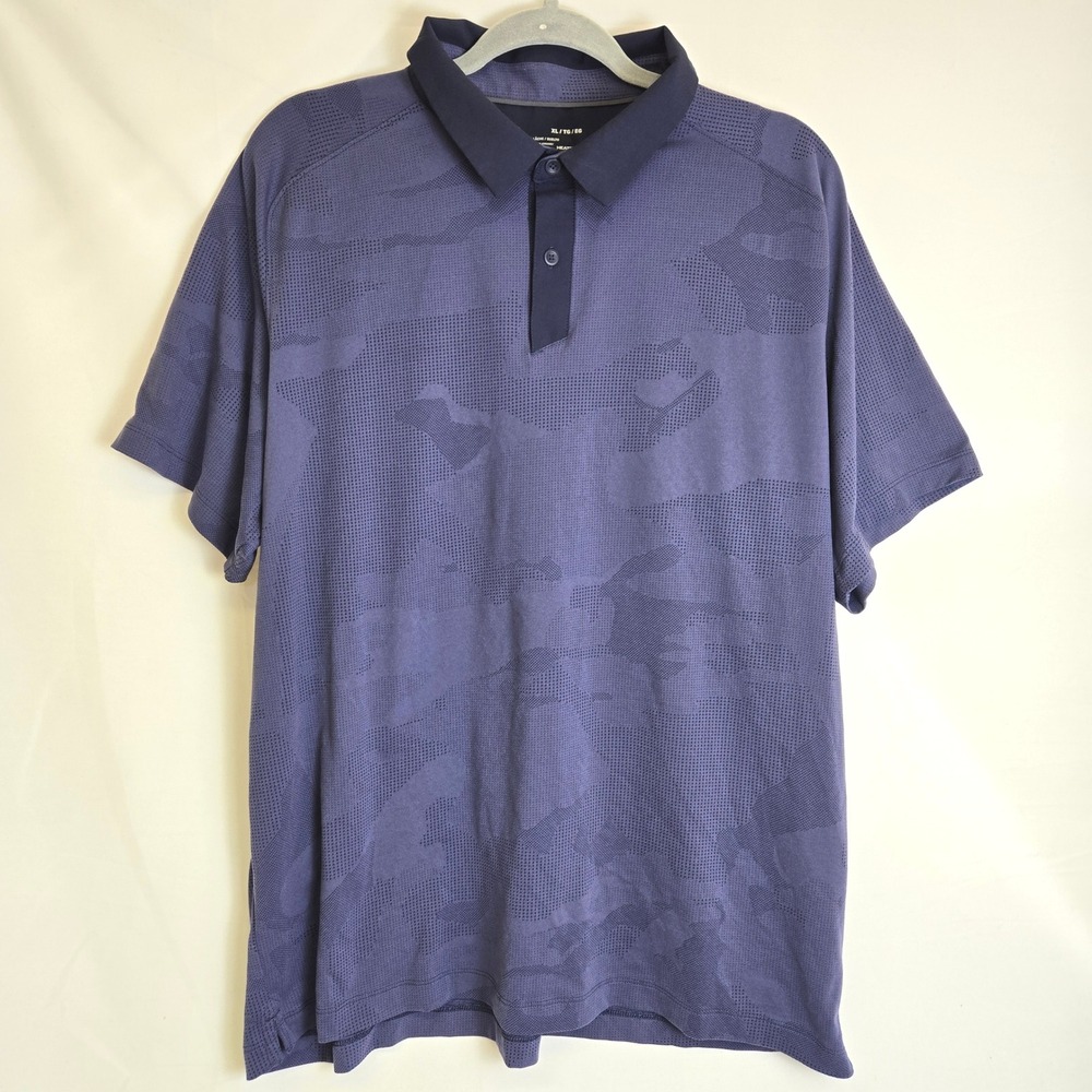 Under Armour Short Sleeve Golf Polo Heatgear Loose Athletic Blue Camouflage XL